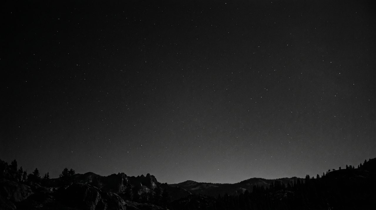 Night vision view under starlight — 0.00005 Lux sensitivity in a moonless environment